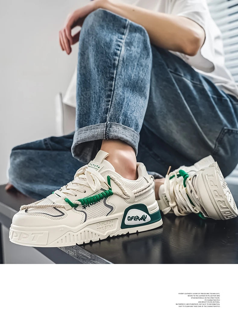 2025 New Summer Men's Shoes Original Casual Flat Shoes Sport Thick Bottom Increased Height Bread Trendy Shoes Skateboard sneaker