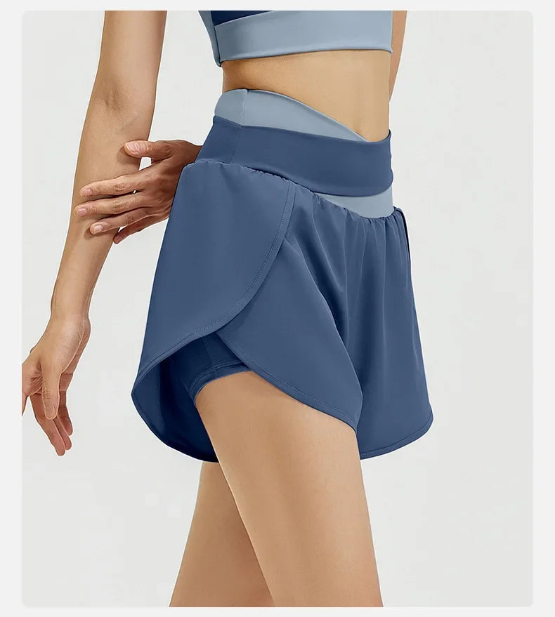 High Waist Workout Skorts for Women - Quick Dry Breathable Yoga Skirt Shorts, Anti-Ride Running Fitness Wear with Inner Liner"