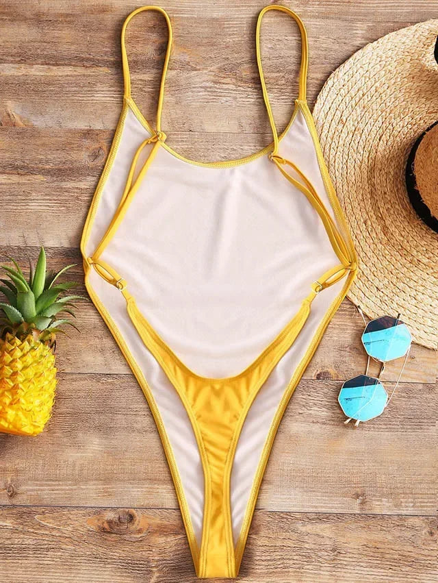 2025 Sexy Sparkling Shiny Women Swimwear One Piece Swimsuit Female High Cut Monokini Backless Bather Bathing Suit Swim Bodysuit