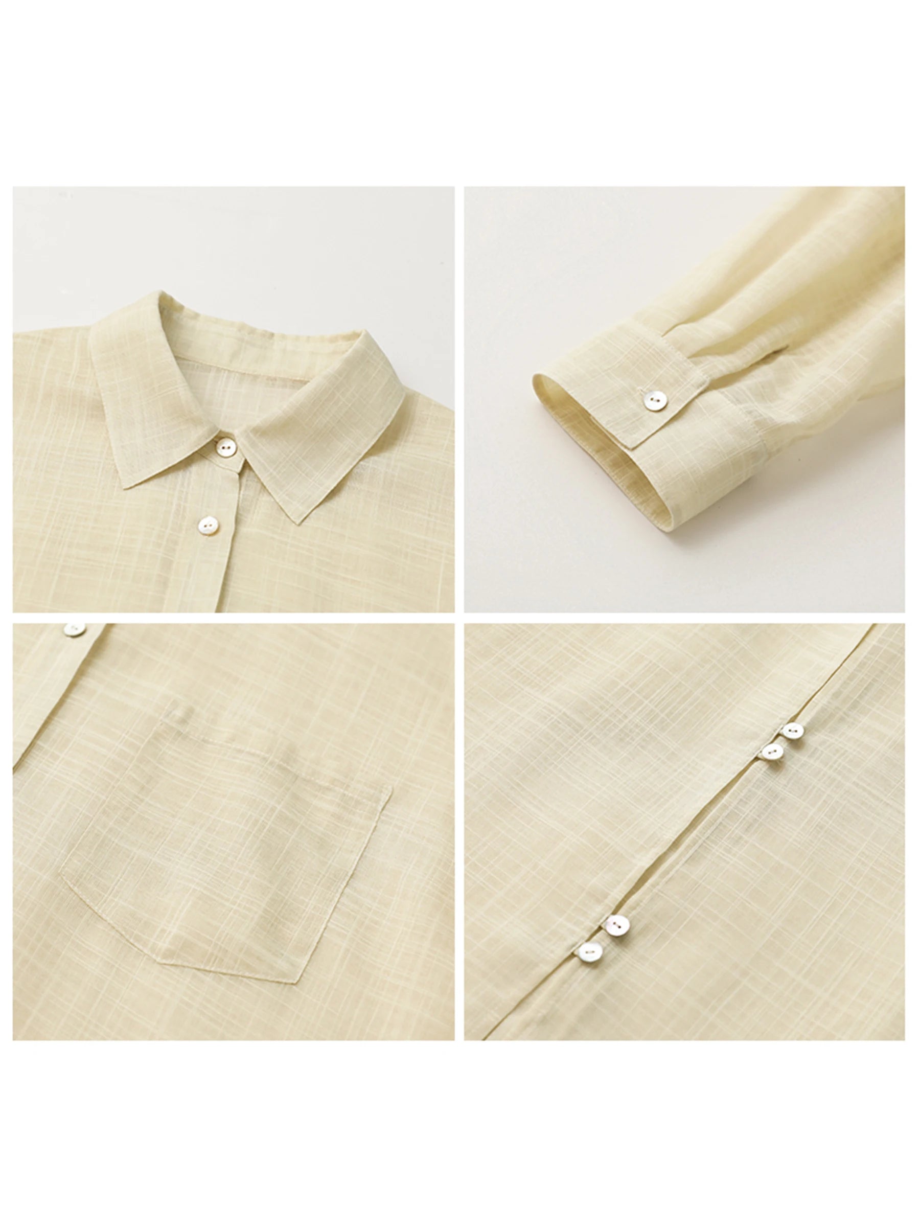 CHIC VEN New Women Shirt Retro Loose Casual Single Breasted Long Sleeve Back Slit Thin Transparent Female Blouses Summer 2025