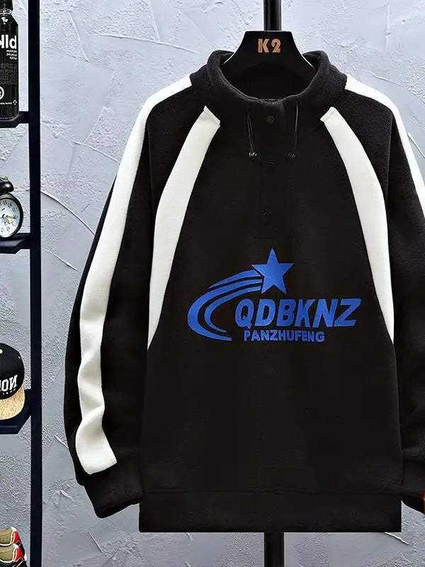 Thiened Fce Hoodie Sweatirt f High Collar Youth Winter Base Layer irt for 3-5 Years Old Boys Casual Print Polye...