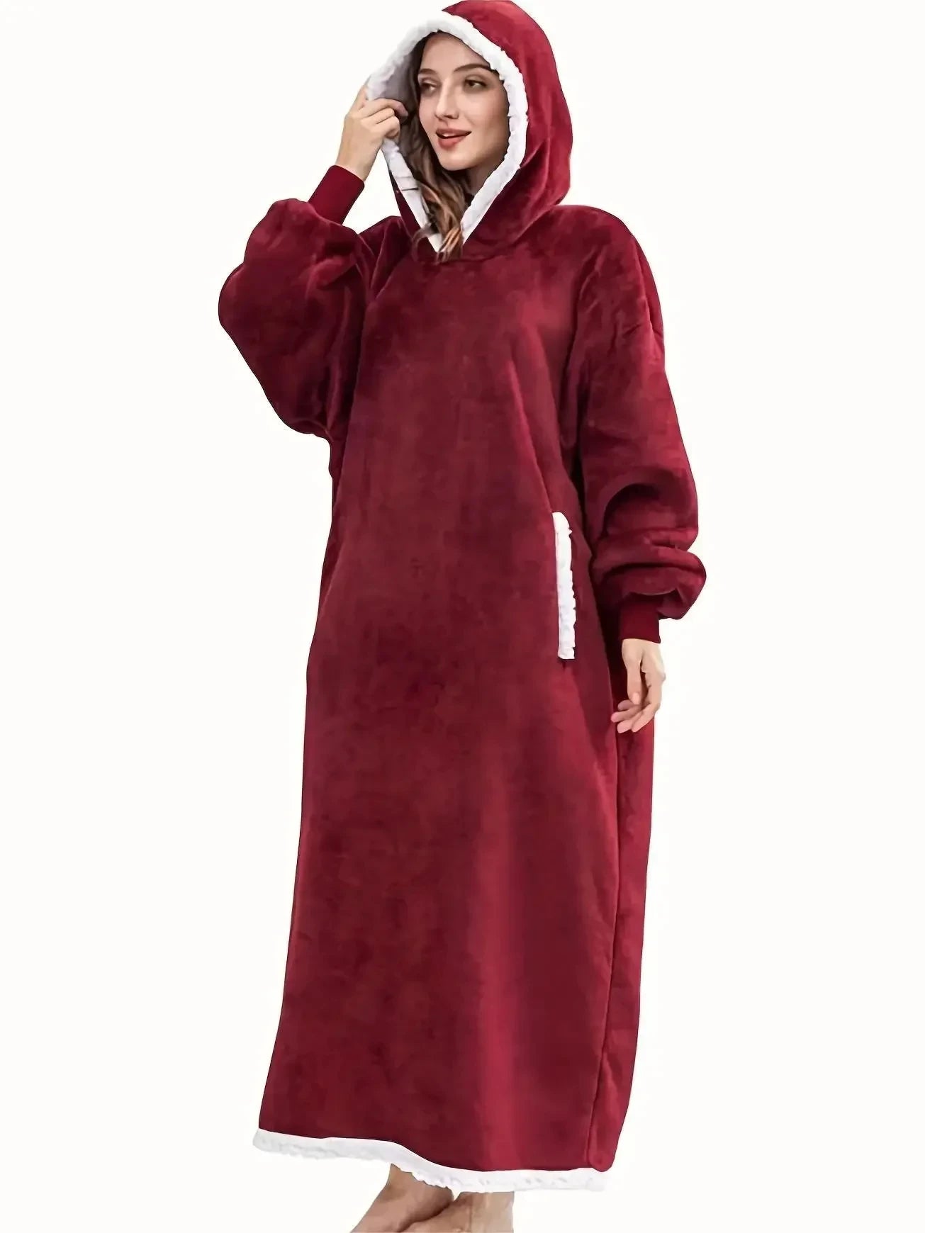 2024 Winter Super Long Flannel Blanket Winter Hoodies Sweatshirt Women Men Pullover Fleece Giant TV Oversized Blanket