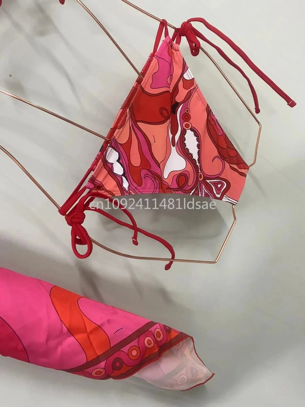 Fashion Design Women's Red Scarf Bikni Set Set Italy Beach Bathing Suit Designer Brand Scarf Swimsuit