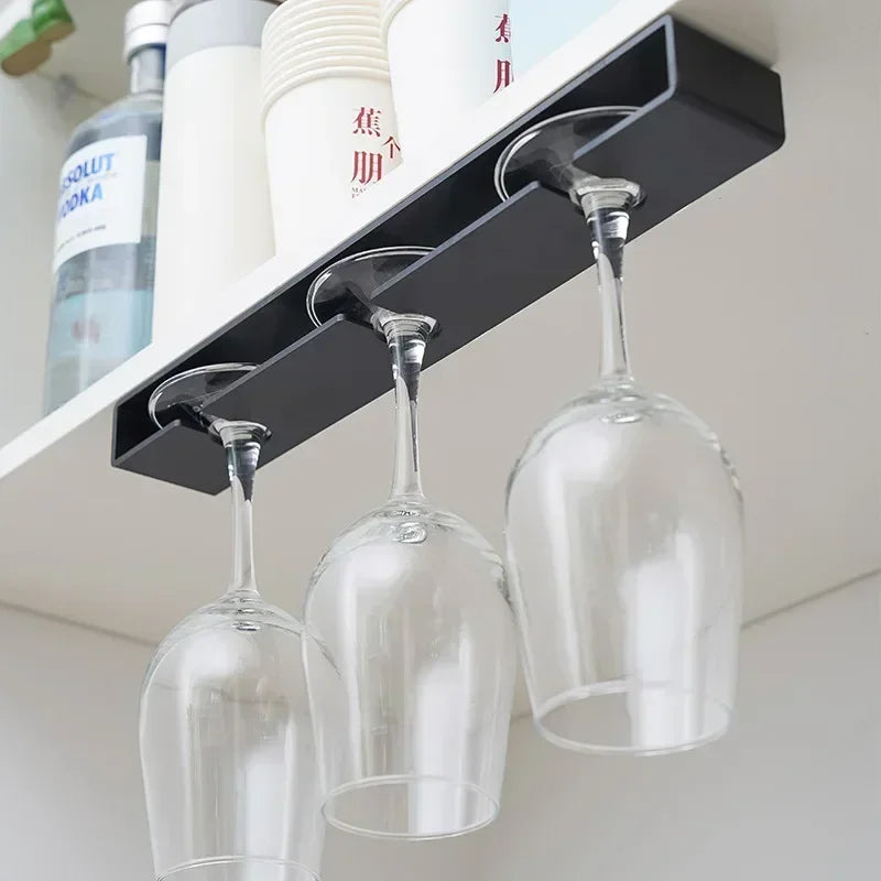 Bar Wine Glass Rack Non-drilled Cup Holder In Kitchen and Dining Room Upside-down Rack for Household Wine Glasses Kitchen Organi