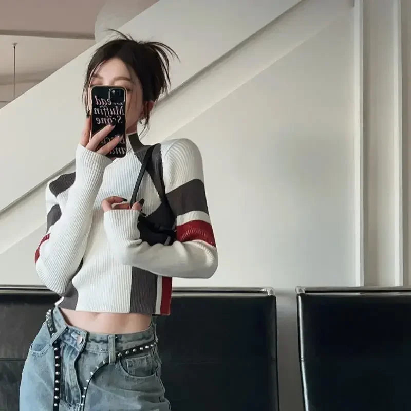 Neploe American Vintage Turtleneck Pullovers Mujer 2025 Autum New Slim Fit Tops Women Y2k Long Sleeve Bottoming Sweaters