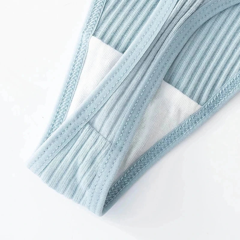 4Pcs Women's Panties Fashion Striped Thongs Soft Cotton Underwear Ladies Sexy Lingerie Sports Breathable G-Strings Cozy T-Back