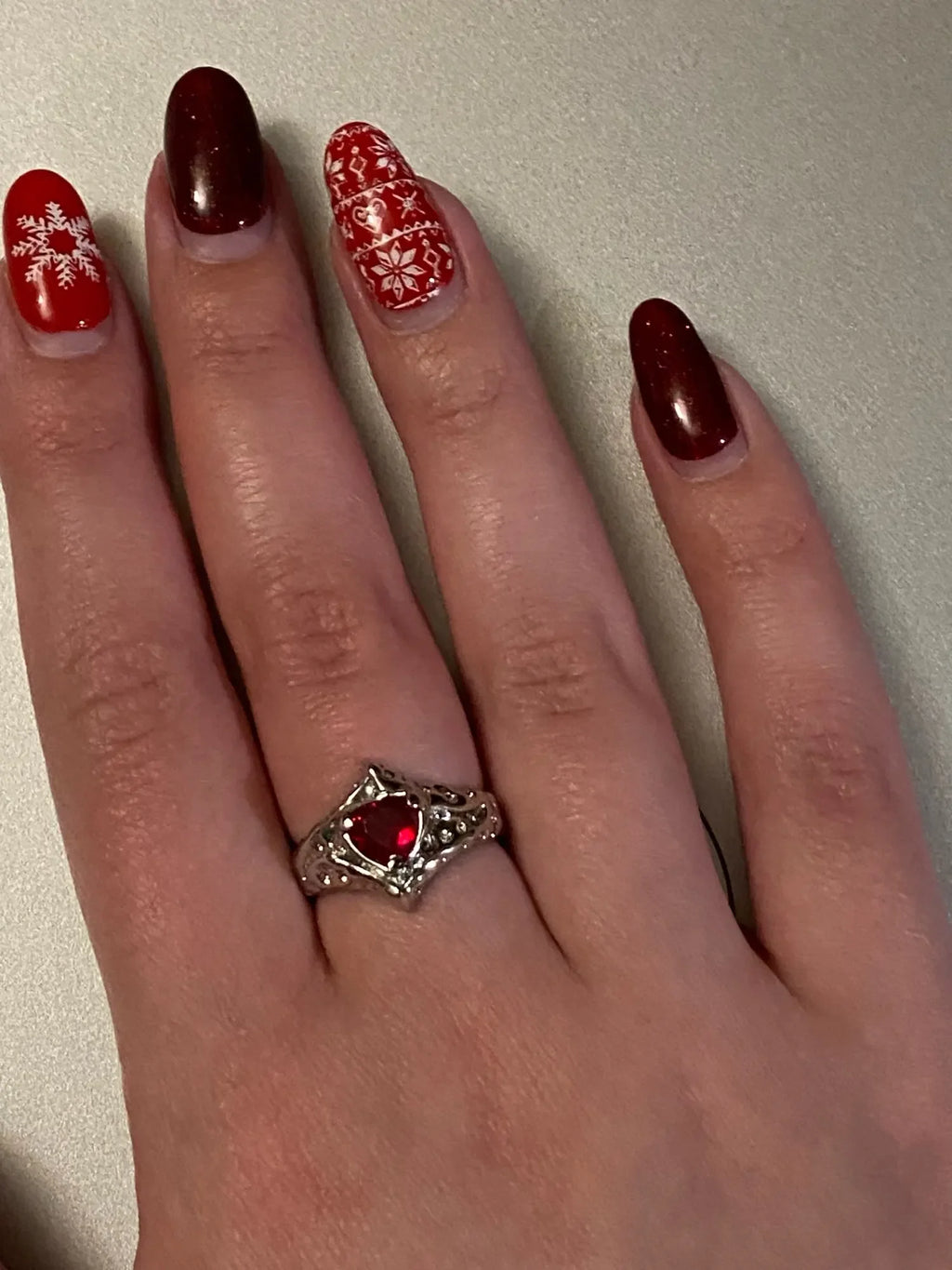 Goth Punk Retro Red Crystal Love Heart Cross Geometry Irregular Open Ring Set Y2K Halloween Accessories For Women Kpop Jewelry