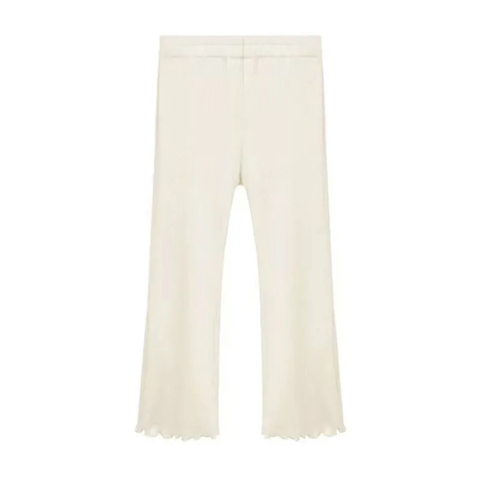 Children Summer Solid Color Thin Ribbed Knit Flared Pants Girls Casual Trousers Korea Fashion Pants Girl Princess Style Capris