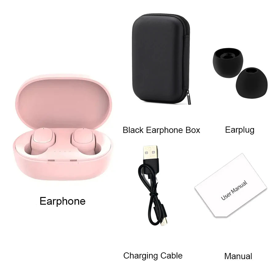 TWS A6S Wireless Bluetooth Headset Earbuds Noice Cancelling Earphone Bluetooth Headphones with Mic for Huawei Xiaomi Redmi