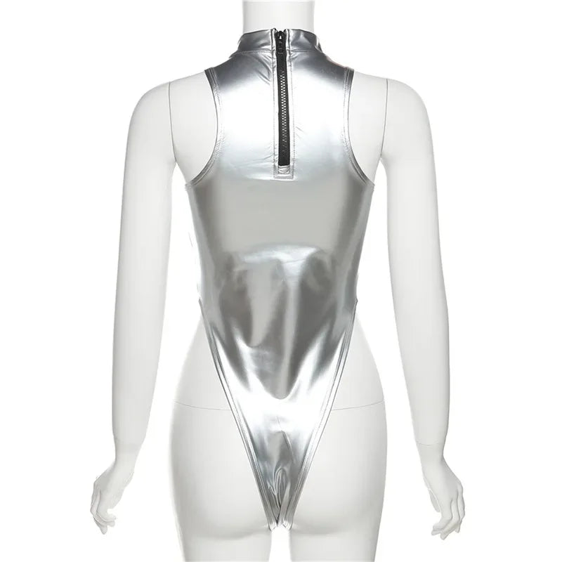 Round Neck Bodysuit Sleeveless Sexy Bodysuit Lingerie Slim Fit High Waist Y2k Bustier Solid Color Festival Outfit Fashionable