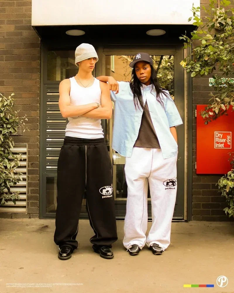 Street wear PROTECT Fashion Letter Embroidery Loose Sweatpants Men's And Women's Y2K Harajuku Hip-Hop Gothic Casual Joker Pants