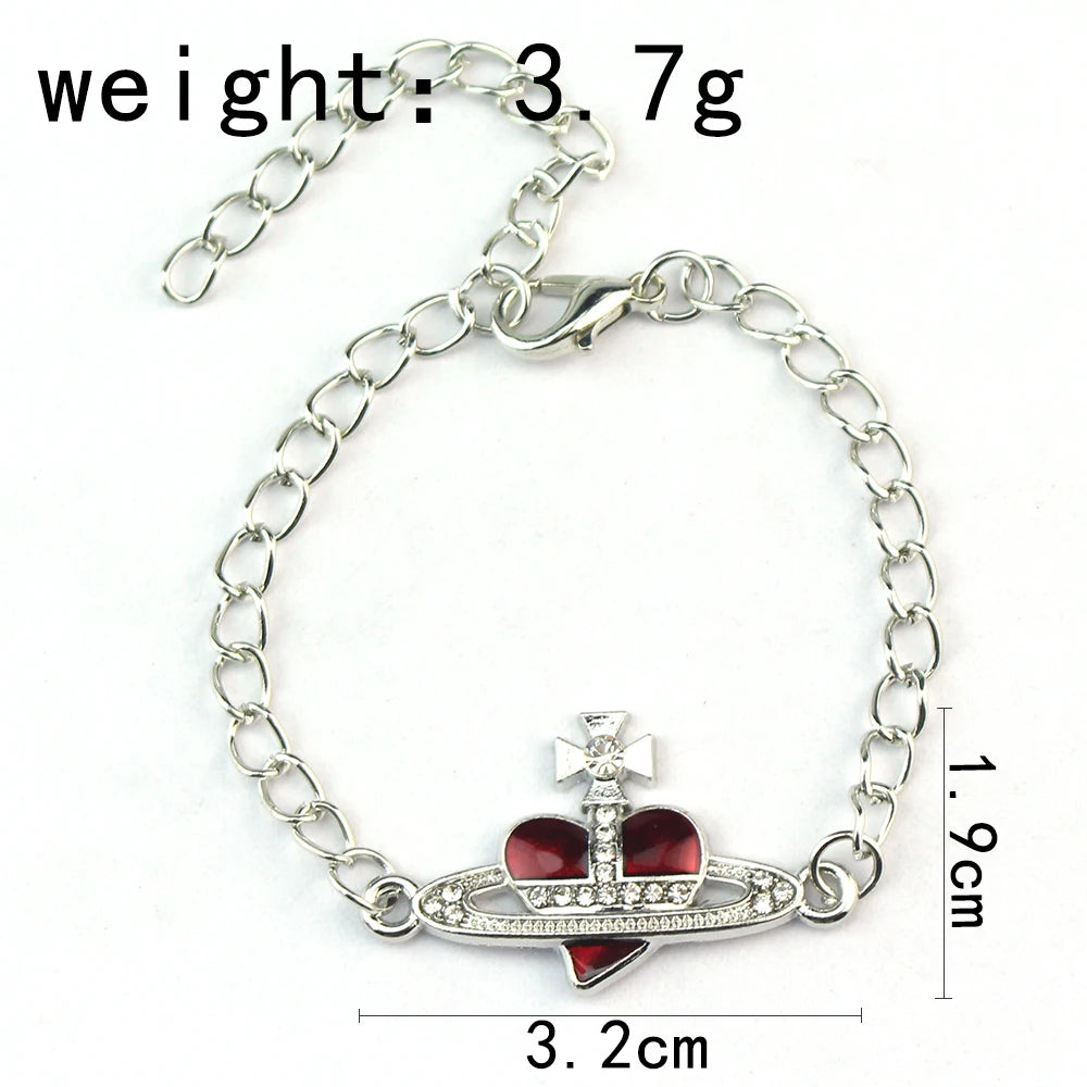 Trendy Bracelet Saturn Rhinestone Crystal Planet Saturn Pendant for Women Fashion Charm Jewelry Gift