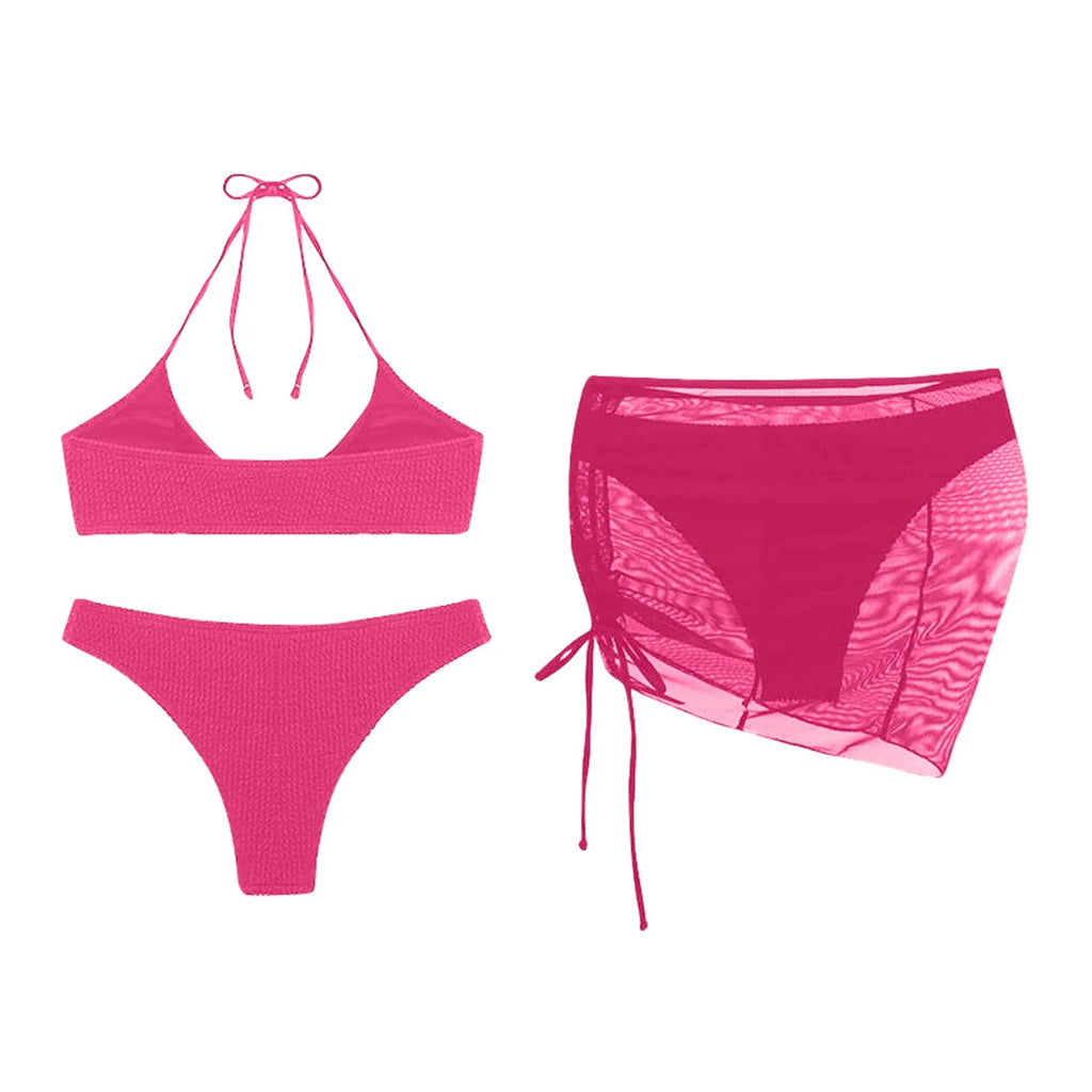 Women'S Summer Beach Swimwear Bikini Cover Up Four Piece Sexy Mesh Cover Up Three Pointed Bikini Swimsuit Fashion Beachwear