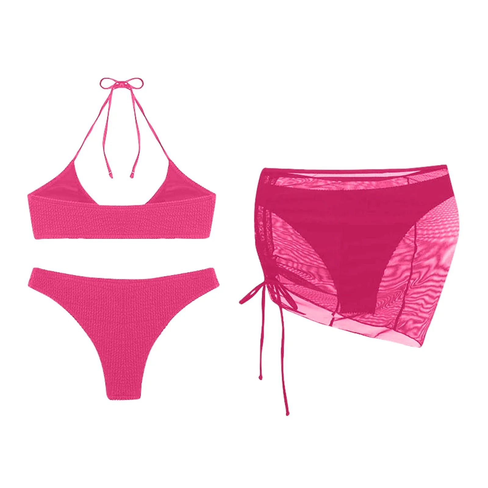 Women'S Summer Beach Swimwear Bikini Cover Up Four Piece Sexy Mesh Cover Up Three Pointed Bikini Swimsuit Fashion Beachwear