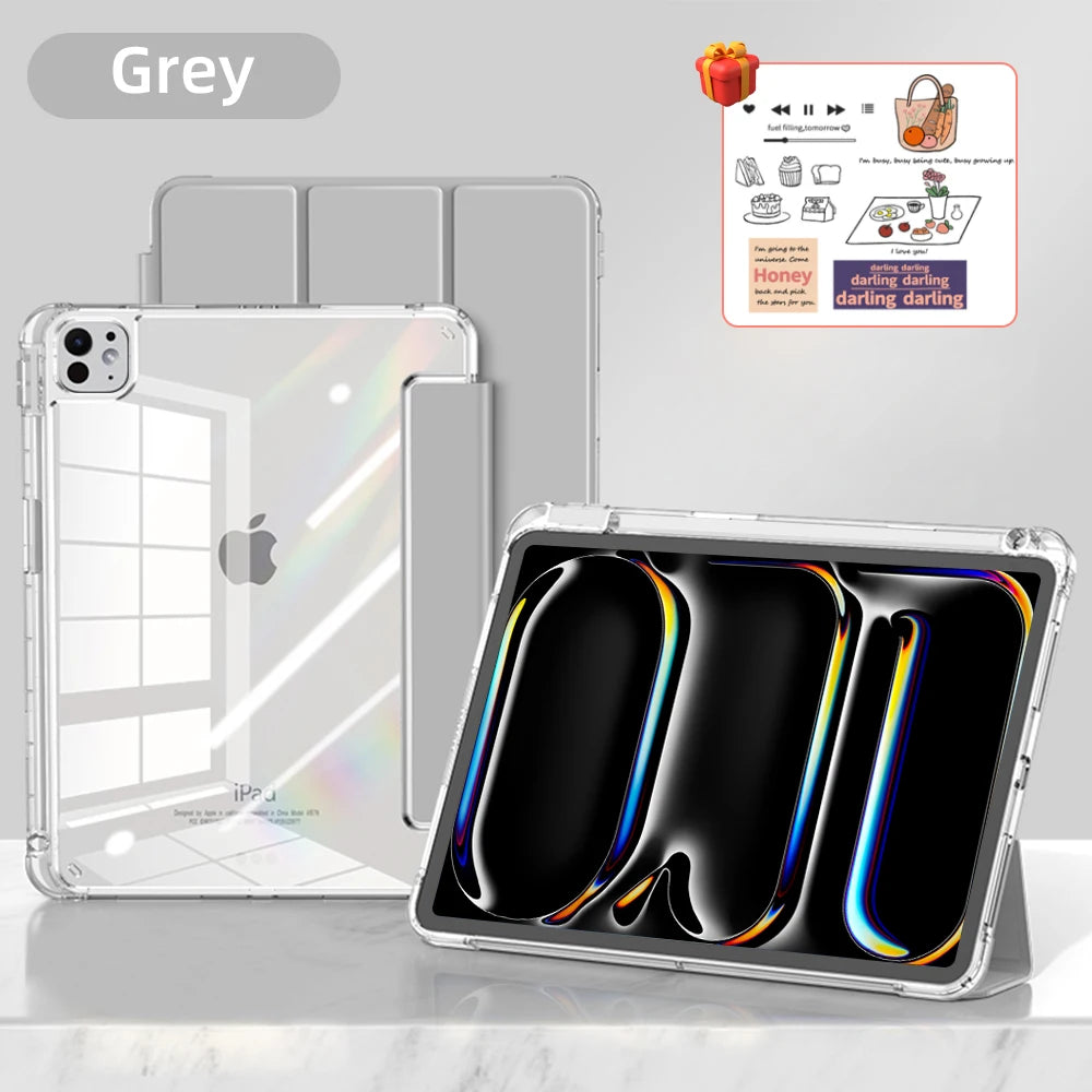 Transparency Case for 2024 iPad Pro 13in 11in M4 Air 11-inch 13-inch M2 iPad 10th Gen 10.9 Air 4/5 iPad 7/8/9th 10.2 5/6th 9.7in