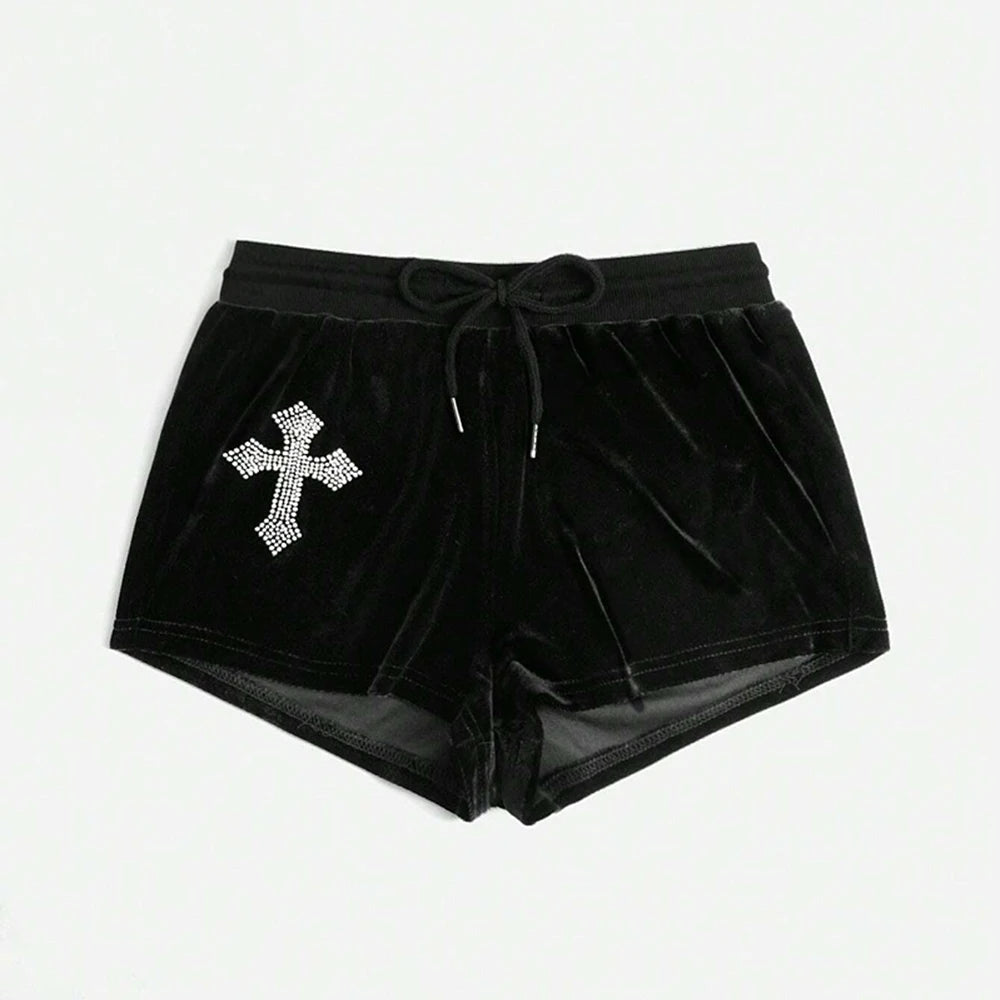 Mia Muse Shorts Spring Summer Korean Fitting Slim Diamonds Drawstring Natural Waist Short Streetwear Shorts For Women