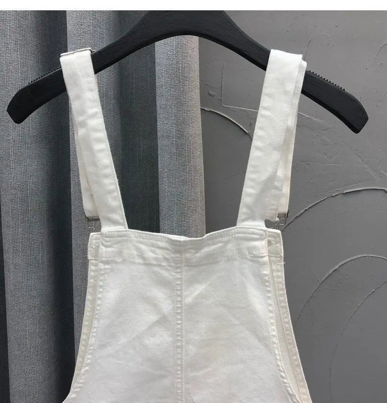 Denim Rompers Women Summer Baggy Solid Wide-leg Harajuku Students Stylish Empire Korean Style Pure Colors Female Sweet Playsuit