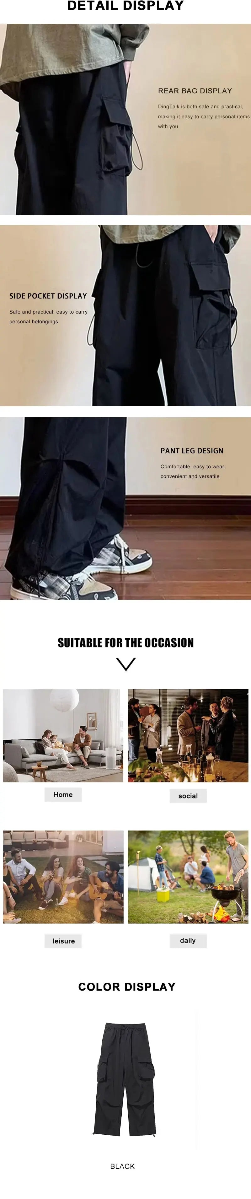 2025 New Men's Overalls Multi-Pocket American Hiphop Pants Men's Ins High Street Spring And Autumn Bunched Foot Assault Pants