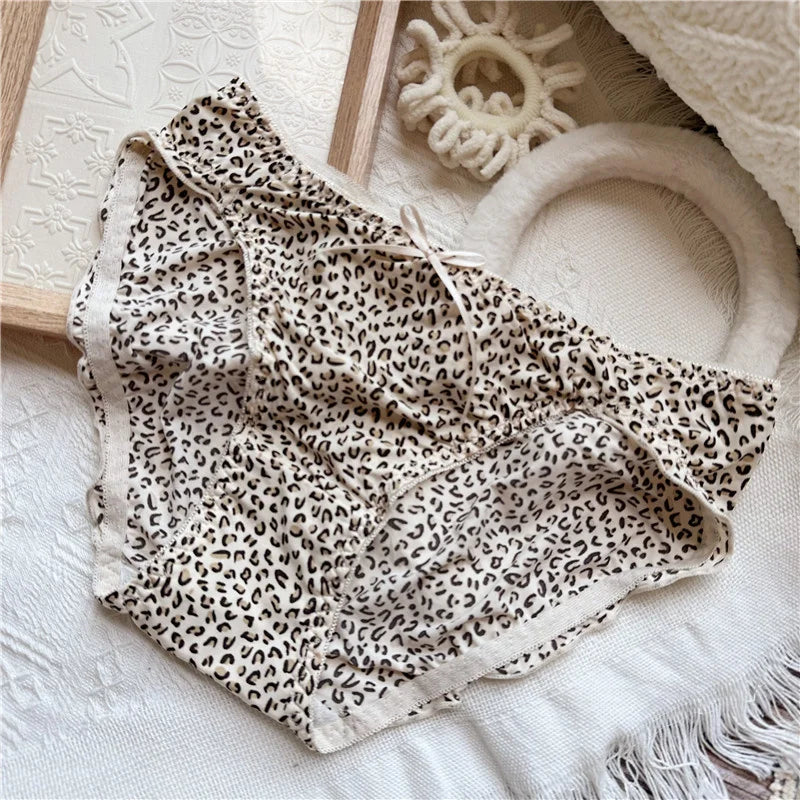 SP&CITY Dot Patterned Ice Silk Cute Women's Panties Ow Waist Cartoon Printed Sweet Plaid Ruffle Underwear Female Seamless Briefs