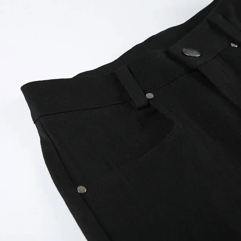 Women's Hip Hop Two-tone Patchwork Low Rise Zipper Denim Pants Baggy Wide Leg Dragging Designer Trousers High Street Jeans Pants