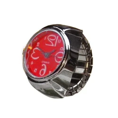 Colorful Watch Ring Women Men Retro Sliver Pointer Quartz Clock Finger Rings Punk Alloy Strap Watches Jewelry Accessories