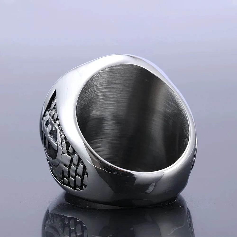 Europe and The United States New Simple Trend Red Cross Ring Men Domineering Templar Masonic Ring Fashion Party Jewelry Gifts