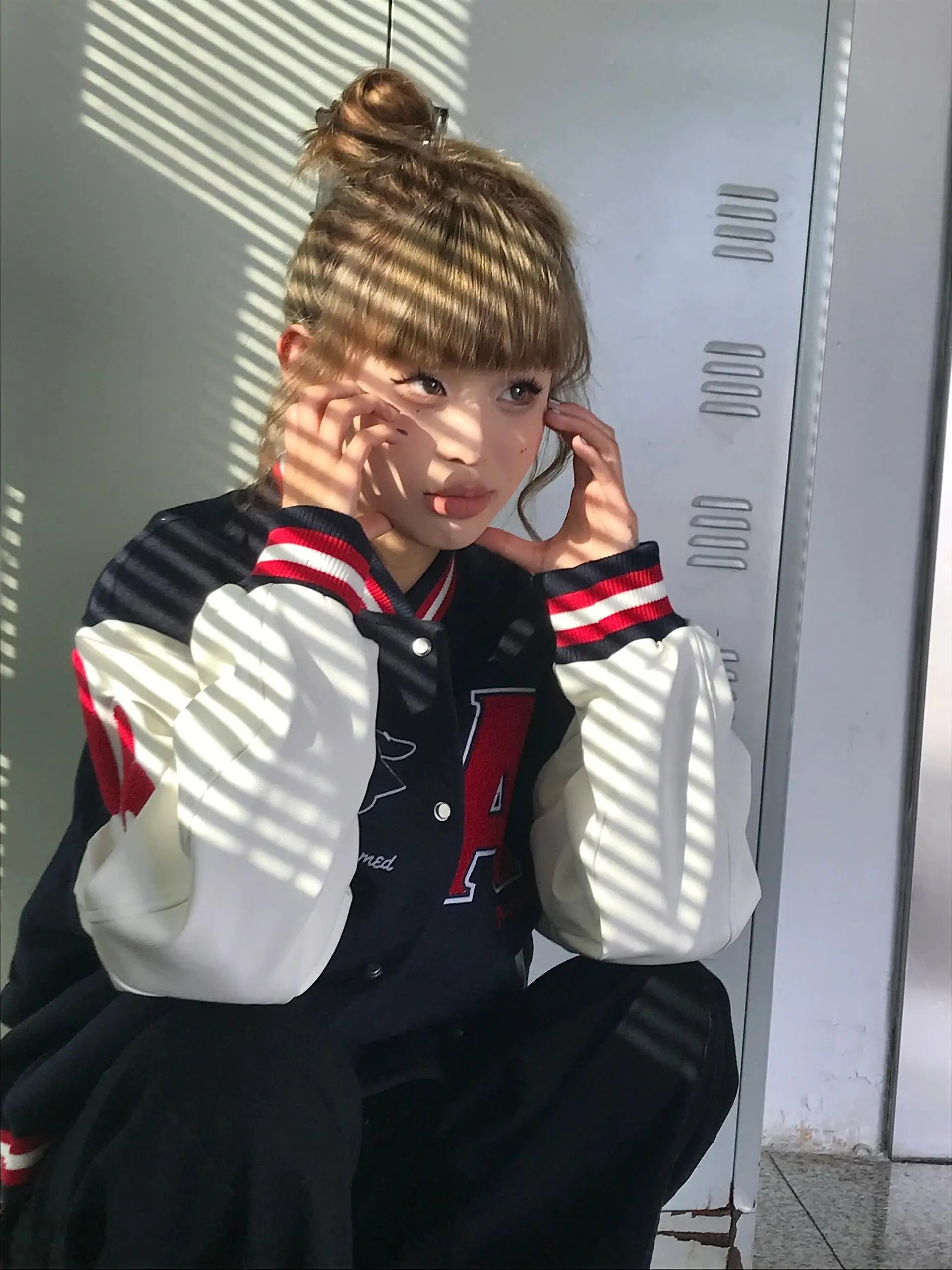 American Vintage Astro Boy Baseball Jaet Women's Letter Embroidery Floing Loose Thiened Trendy Brand Jaet