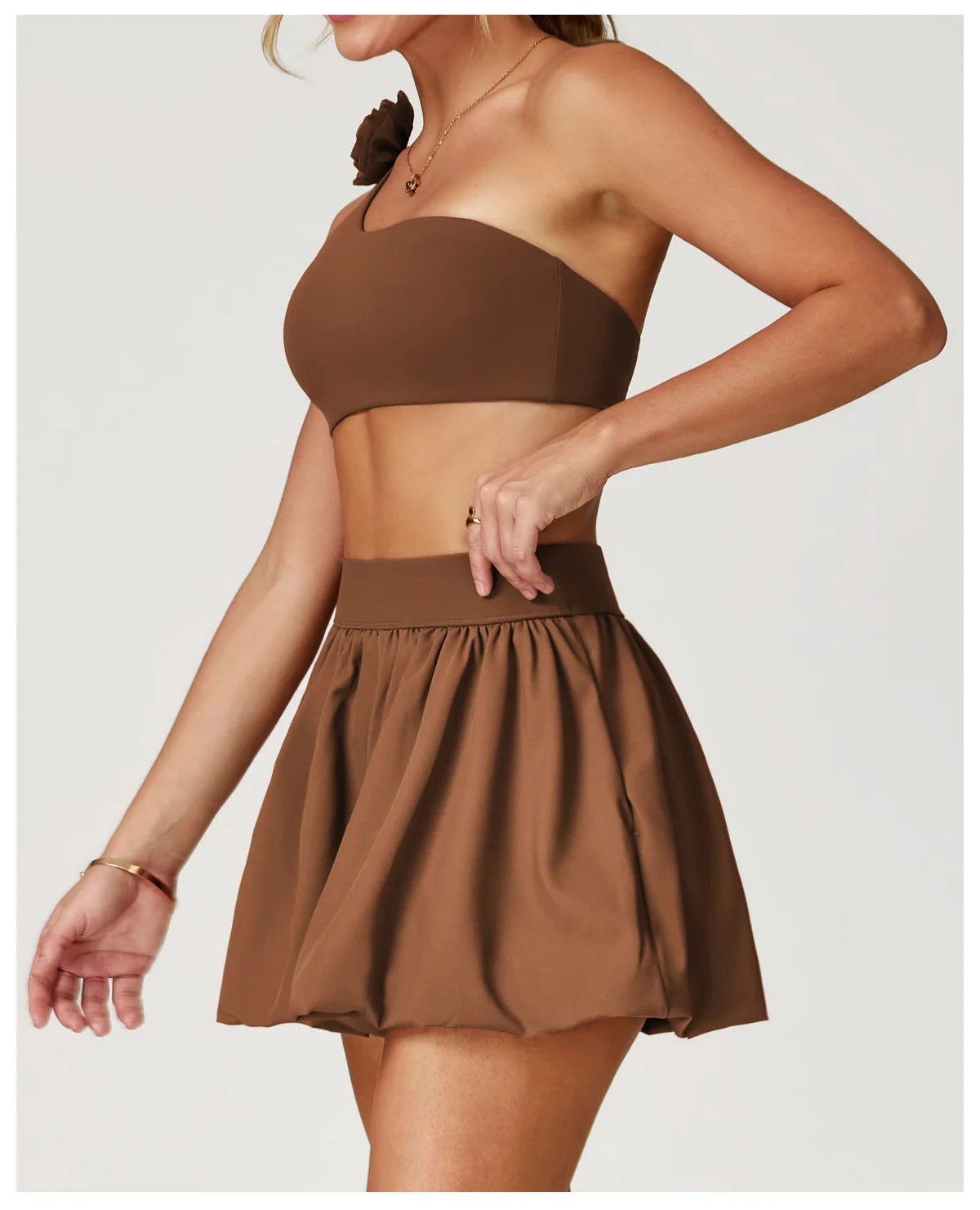 Quick Drying Tennis Short Skirt Women's Yoga Short Skirt Anti Glare Breathable Pocket Puffy Skirt Running Sports Short Skirt