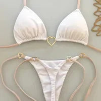 New Sexy Bikini Solid Color Lace-up Split Two-piece Swimsuit for Women