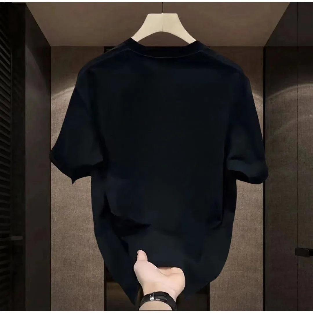 Summer Men's Cotton T-shirt Oversized Loose  Retro Trendy Printed Top High Quality Men's Clothing High Street Fashion Sweatshirt