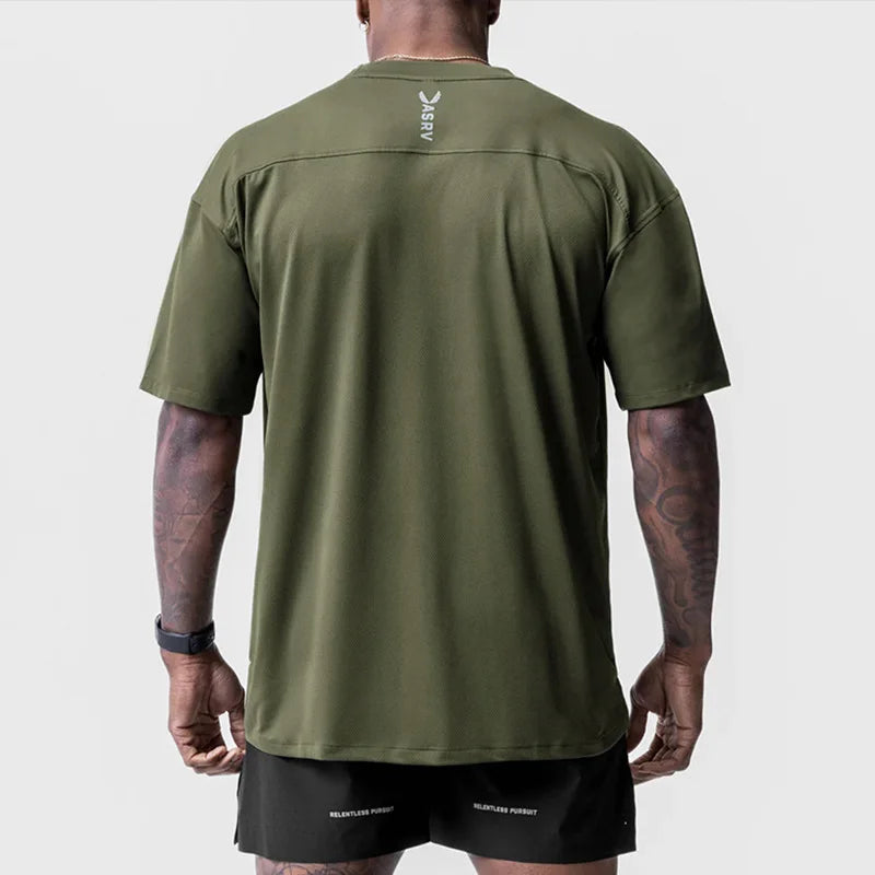 Men's Summer Casual Loose Oversized T-shirt O-Neck Short Sleeve Tee Male Quick Dry Breathable Gym Fitness Undershirt Clothing
