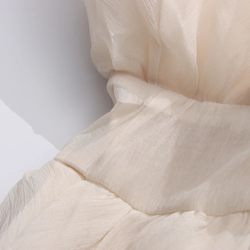 TWOTWINSTYLE Solid Slimming Long Dresses For Women O Neck Sleeveless High Waist Temperament Dress Female Fashion Style Clothes