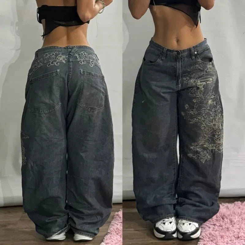 American Fashion Trends Joker Tooling Pocket Baggy Jeans Female Street Y2K New Hip Hop Oversized Wide-leg Pants Unisex Jeans