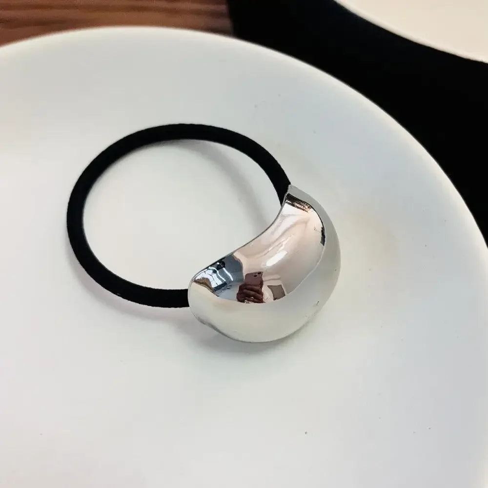 Fashion Punk Hair Bands Metal Irregular Double-Layer Elastic Hair Scrunchies Hair Rope Women  Ponytail Holder Hair Accessories
