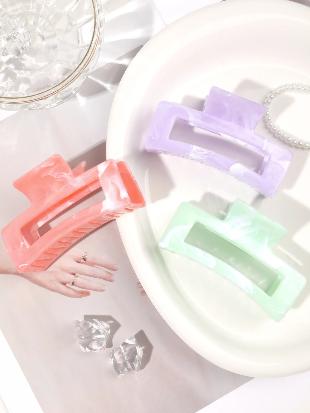 7 Pcs Big Hair Claw Clips 3.4" Non-slip Big Square Matte for Women Girls, Strong Hold Banana Clips for Thick Thin Hair