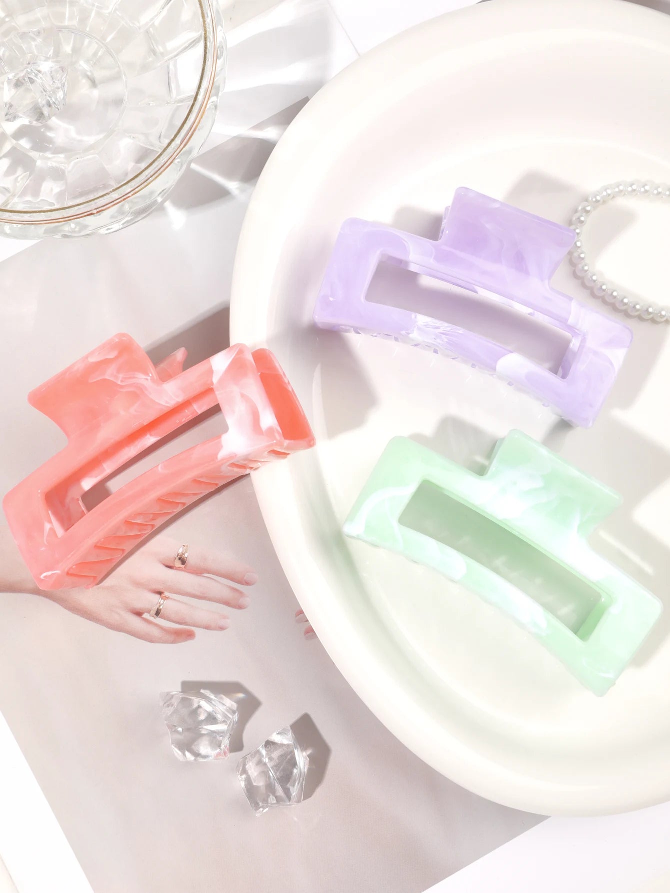 7 Pcs Big Hair Claw Clips 3.4" Non-slip Big Square Matte for Women Girls, Strong Hold Banana Clips for Thick Thin Hair