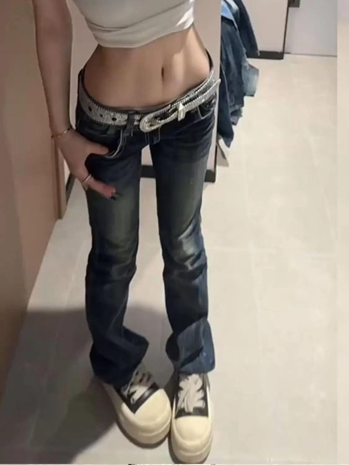 Embroidery High Waited Jeans Woman Street Fashion Vintage Hip Hop Washing Women Jeans Casual Versatile Y2k Pants Black Jeans