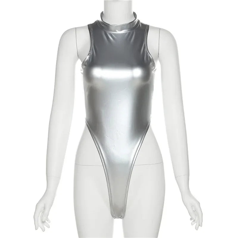 Round Neck Bodysuit Sleeveless Sexy Bodysuit Lingerie Slim Fit High Waist Y2k Bustier Solid Color Festival Outfit Fashionable