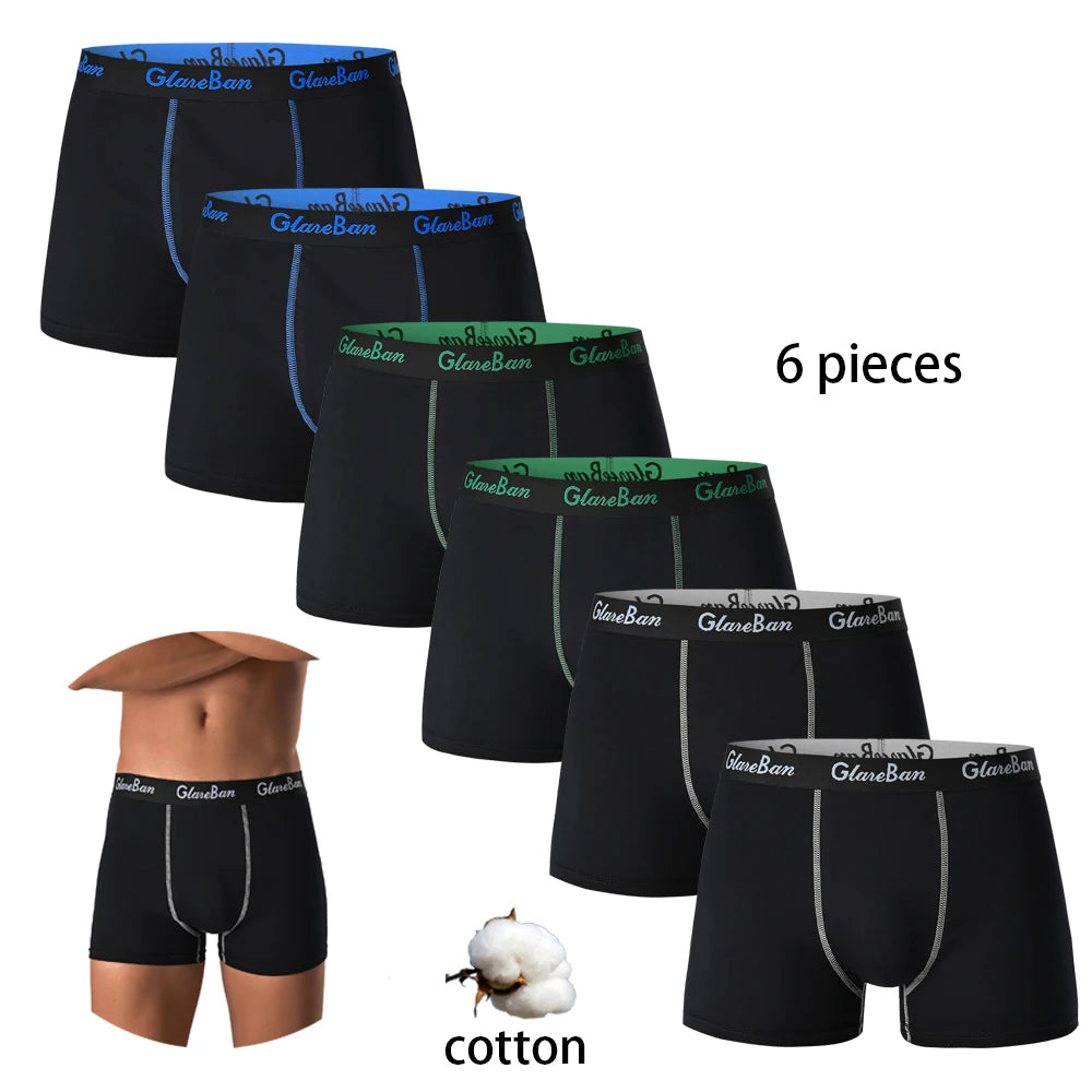 6pcs pack Black Boxer Shorts Men Underwear Soft Breathable Male Underpants for Men Homme Boxershorts Slips 2024 Panties