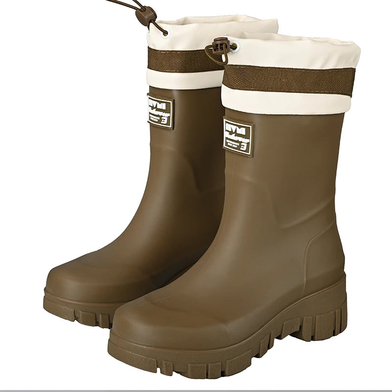 Japanese Sle High Tube Dstring Rain Boots Thi Bot Waterproof ort Tube Rain Boots for Rainy Days Outdoor Wear Elas...