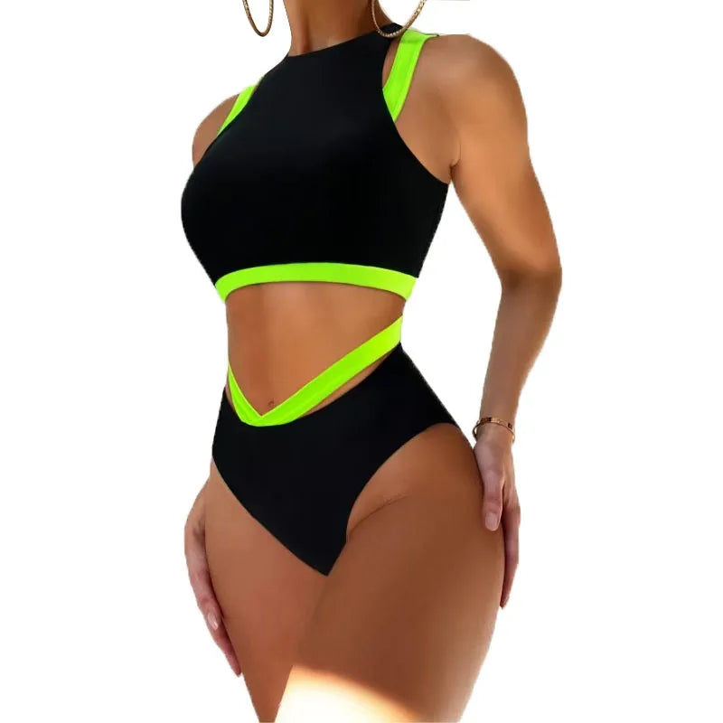 Bikini Set Two Piece Swimsuit Women With Sports Swimwear Female Bathing Swimming Suit Beach Wear Summer