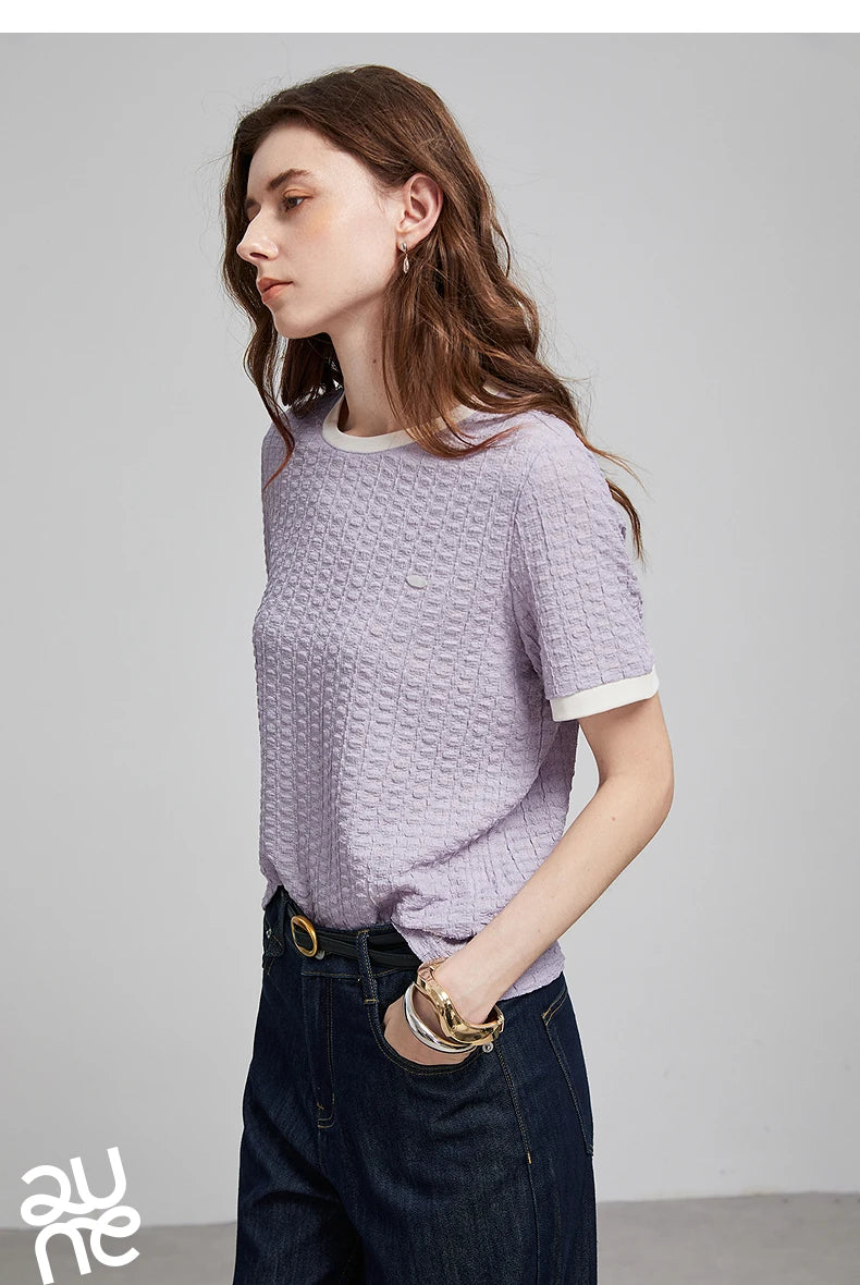 TOYOUTH Women Short Sleeve T shirt 2025 Spring New Tops 8521006