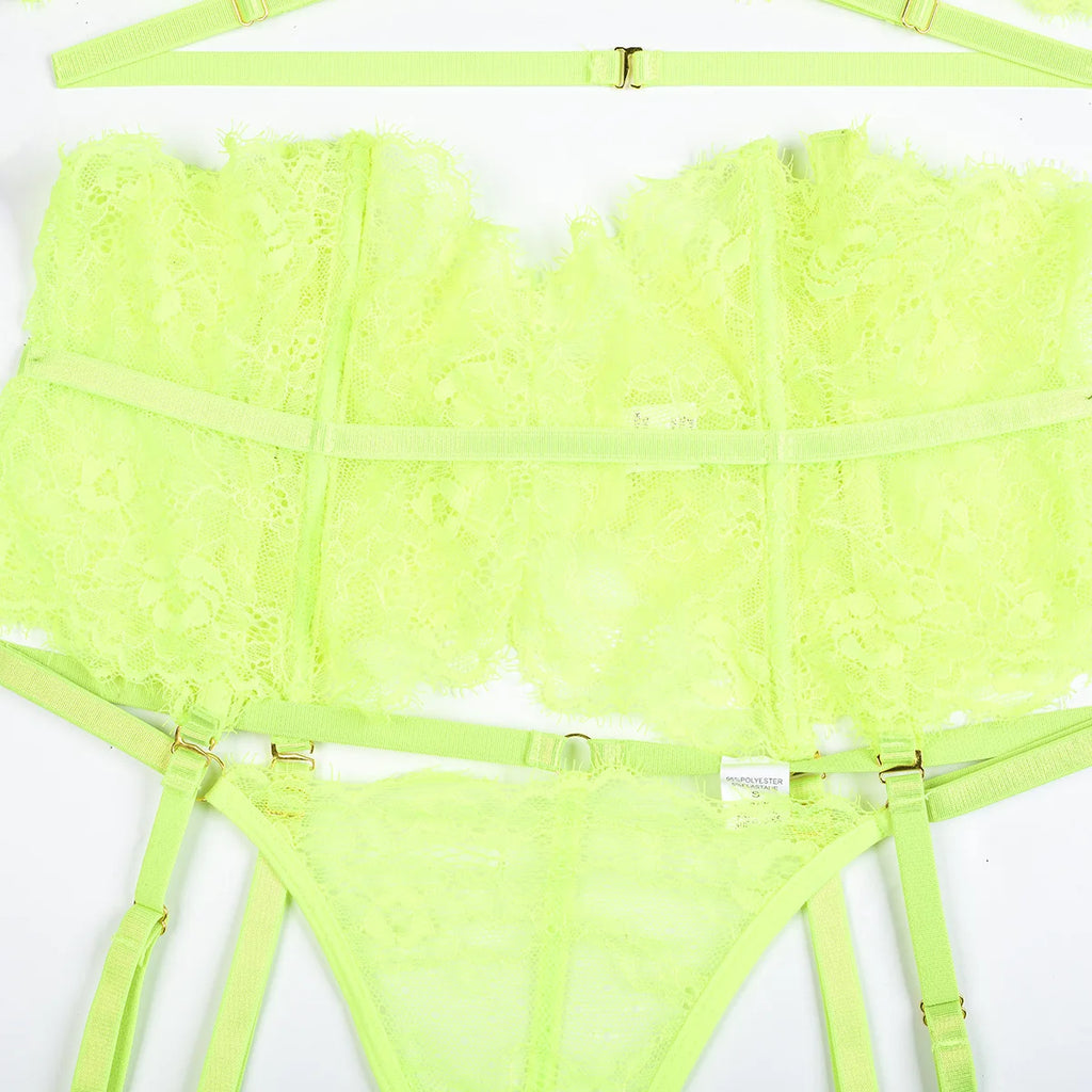 Diccvicc Beautiful Lingerie Eyelash Elegant Transparent Lace Bra Panty Set Floral Embroidery Women Sexy Underwear Exotic Outfit