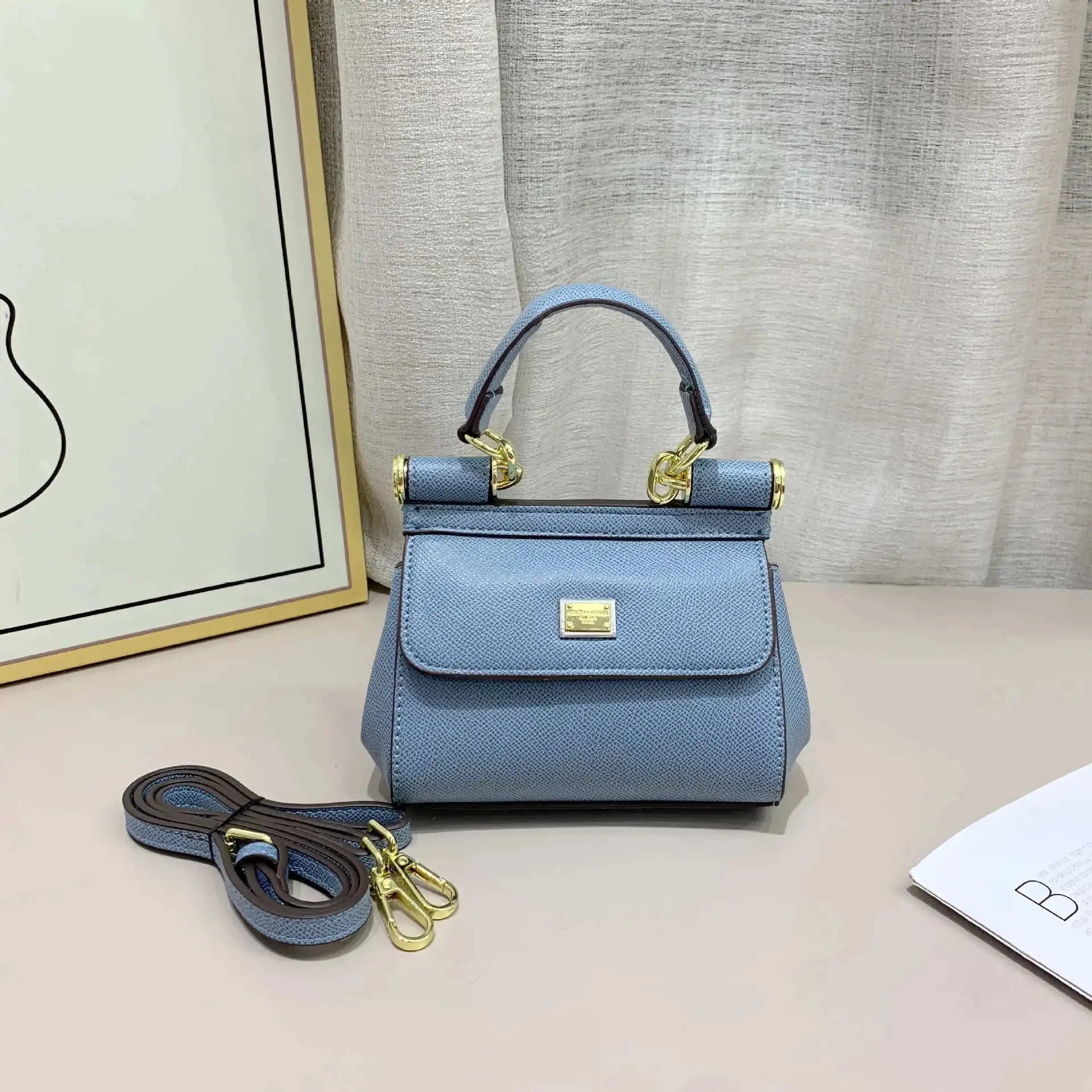 Mini 15cm Genuine Leather Handbag Women's Fashion Shoulder Bag Sicily Style Business Bag Kelly Bag Trendy Hard Shell Handbag