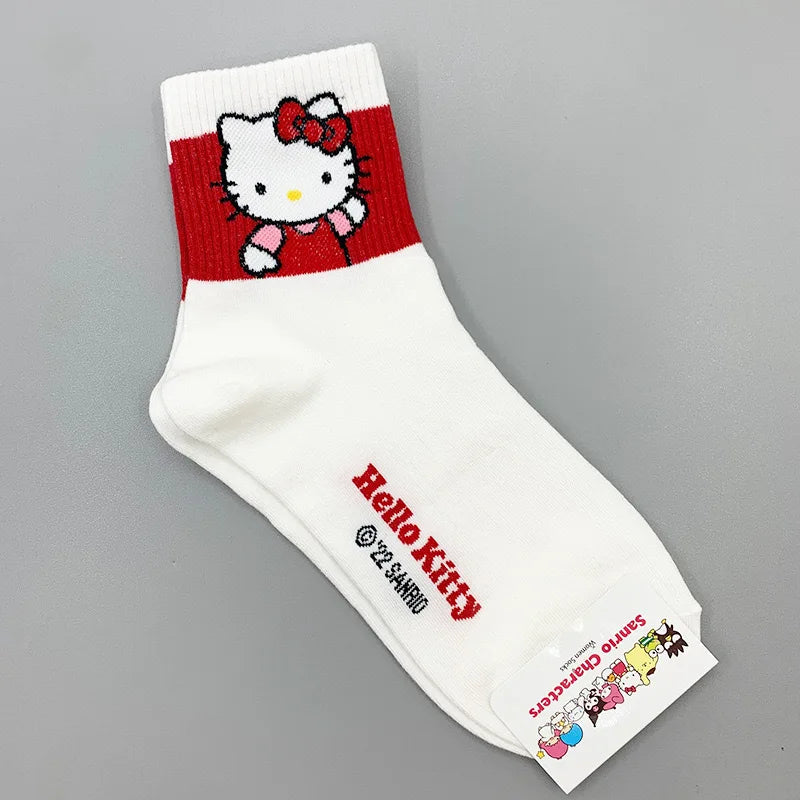 Kawaii Socks Anime KT Kuromi Autumn Winter Sweet In The Tube Cartoon Socks Cute Girls Cotton Warm Sock