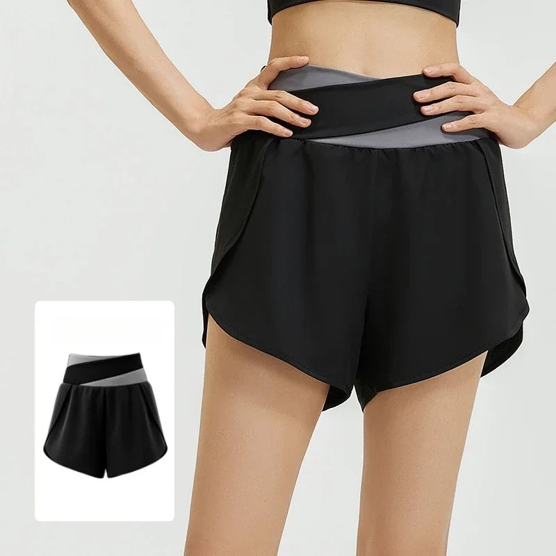 High Waist Workout Skorts for Women - Quick Dry Breathable Yoga Skirt Shorts, Anti-Ride Running Fitness Wear with Inner Liner"