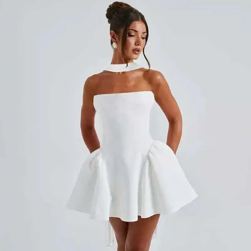 Avrilyaan Deep V Off Shoulder Backless Sexy A-line Dress Women Elegant Party Dress Slash Neck Bodycon Mini Summer Dress Vestidos