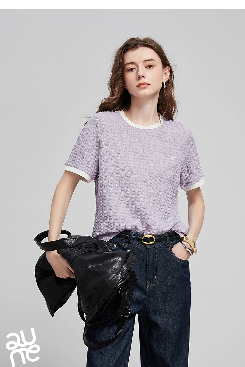 TOYOUTH Women Short Sleeve T shirt 2025 Spring New Tops 8521006