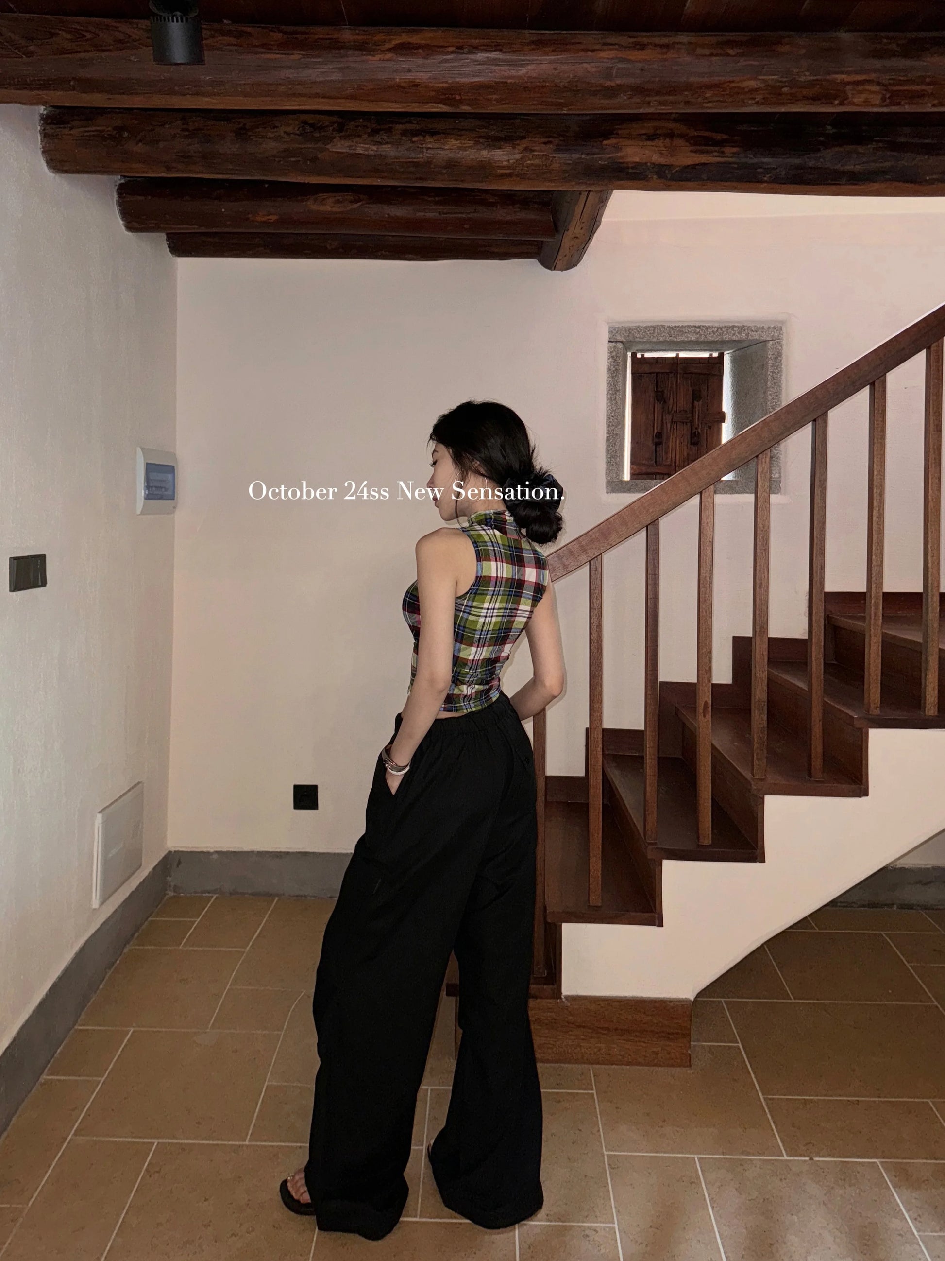 Tonngirls Vintage Tank Tops Plaid Sleeveless Skinny American Retro Crop Tops Grunge Y2k Tank Tops Streetwear Summer Classical