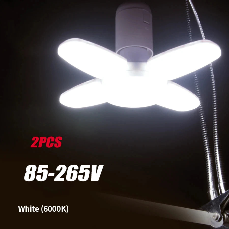 E27 Foldable Fan Shape LED Bulb Lamp  220V 110V 40 LEDs Light Bulbs For Home Ceiling Lamp Warehouse Garage  White Light 6500